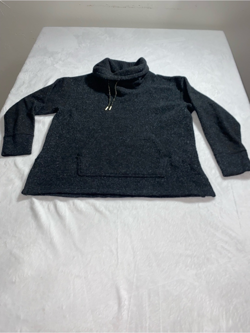 Nike Therma Fleece S Cowl Black pullover Gold embroidered Oversized SMALL
